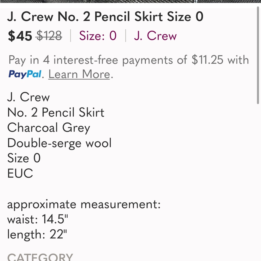 J. Crew No. 2 Pencil Skirt Size 0 - Picture 6 of 6